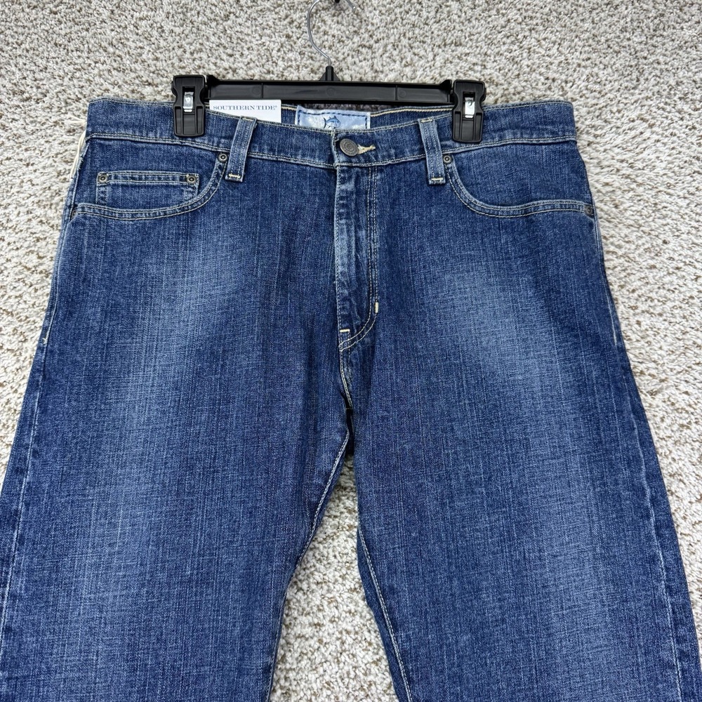 New Southern Tide Jeans Men's 36x30 Blue Denim Bootcut Tailored Fit Medium Wash - Picture 3 of 16
